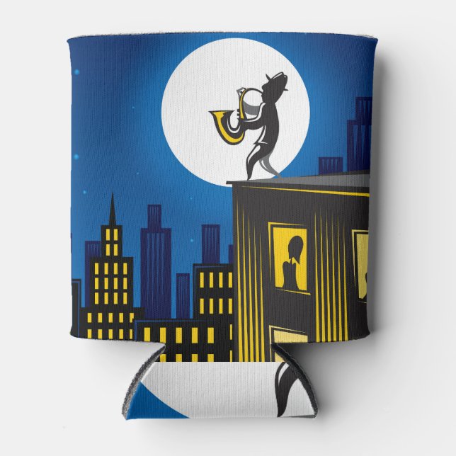 Jazz Player Gebäude Vintag City Dosenkühler (Vorderseite)