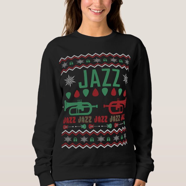 Jazz Player Ugly Christmas Sweater Sweatshirt (Vorderseite)