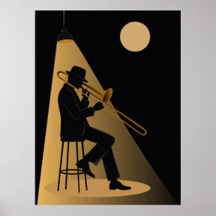Jazz-Posaunistendruck   Vintage-Jazz  Poster