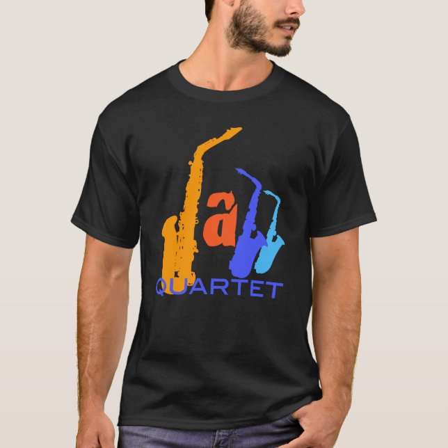 Jazz Quartet Saxophones Letters T-Shirt (Vorderseite)