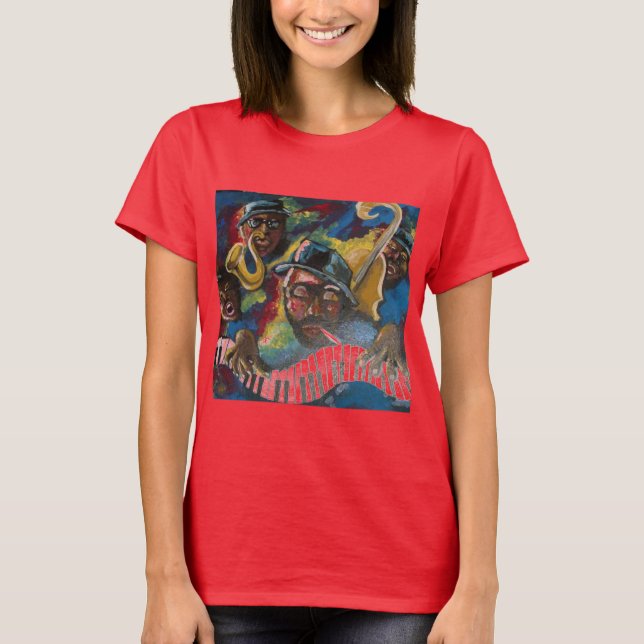 Jazz Quartett Musiker Folk Art T-Shirt (Vorderseite)