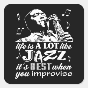 Jazz Quotes - Musik-Sticker Quadratischer Aufkleber