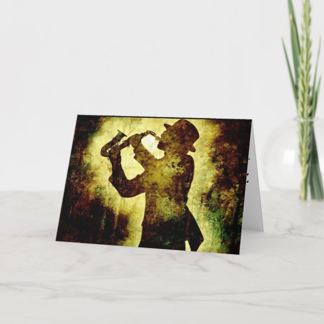 JAZZ SAX0PHONE-GEBURTSTAGSKARTEN KARTE (Vorderseite)