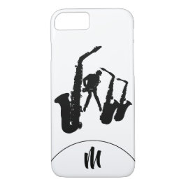 Jazz Sax Black Saxophonist Monogram Iphone Case