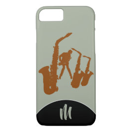Jazz Sax Brown Saxophonist Monogram Iphone Case