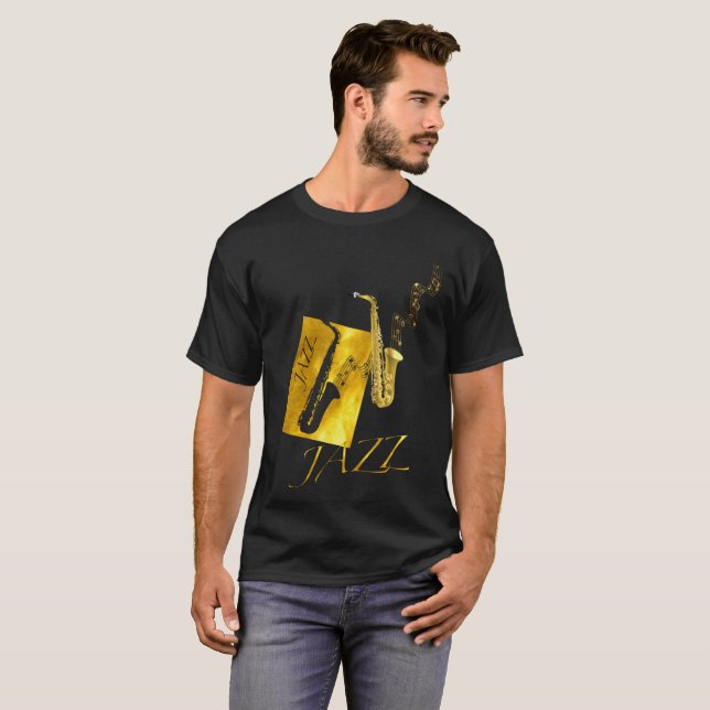 Jazz Sax Saxophon Gold T-Shirt (Vorne ganz)