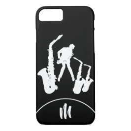 Jazz Sax White Saxophonist Monogram B2 iPhone Case