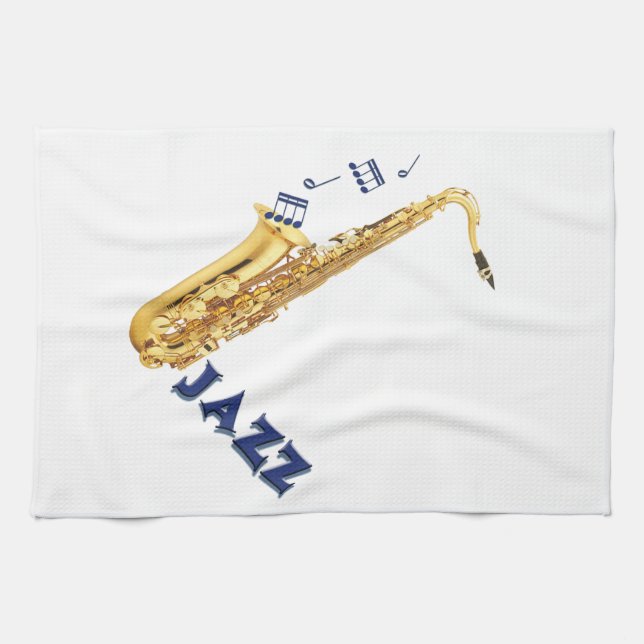 Jazz-Saxophon-Geschirrtuch Handtuch (Horizontal)