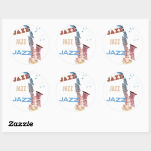 Jazz Saxophon Moderne Kunst Runder Aufkleber