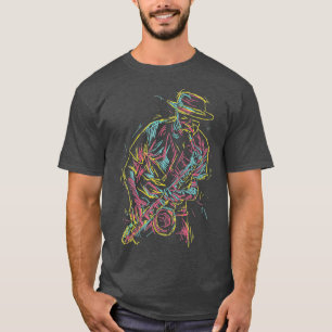 Jazz Saxophon Player Abstrakte Kunst - Paradies f T-Shirt