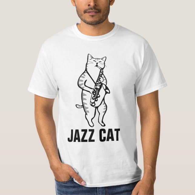 JAZZ Saxophone Cat T - Shirt witzig (Vorderseite)