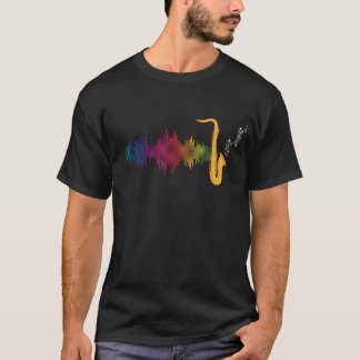 Jazz Saxophonist Colorful Soundwave Saxophone T-Shirt