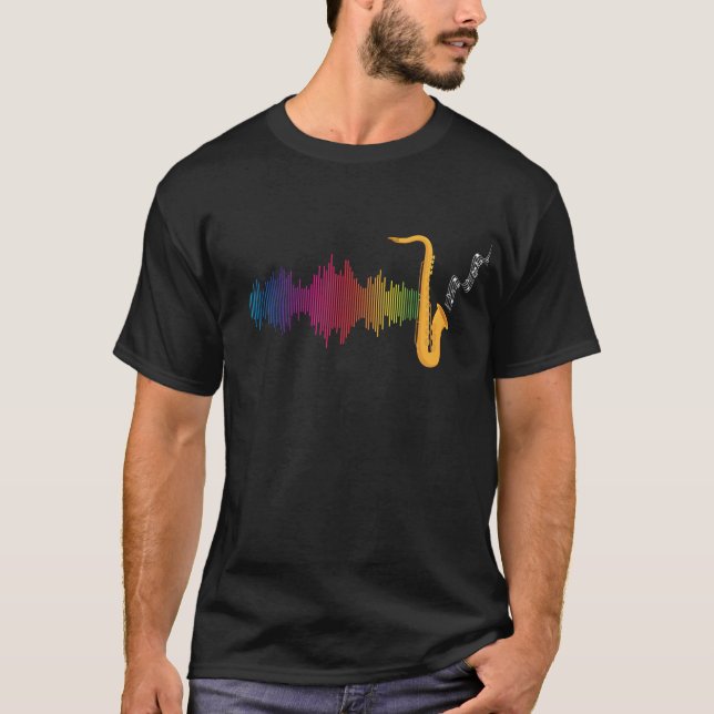 Jazz Saxophonist Colorful Soundwave Saxophone T-Shirt (Vorderseite)