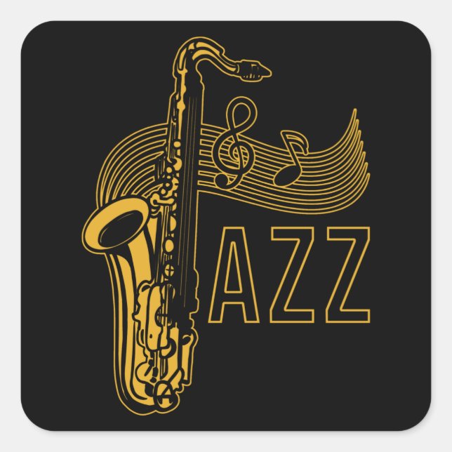 Jazz Saxophonist-Geschenk Quadratischer Aufkleber (Vorderseite)