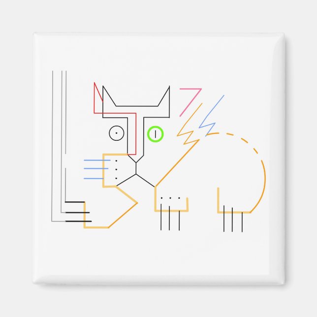 Jazz, Scratching, Abstraktes Cat Magnet (Vorne)