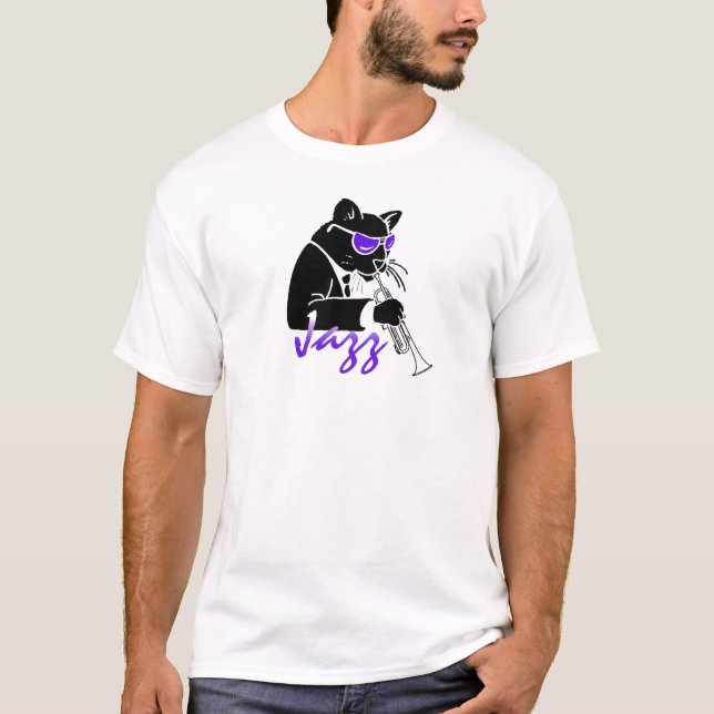 Jazz-Trompete-coole Katze T-Shirt (Vorderseite)