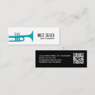 Jazz Trumpet Musician Teacher Qr Code Mini Visitenkarte