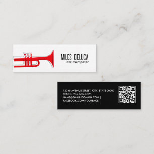Jazz Trumpet Musician Teacher Qr Code Mini Visitenkarte