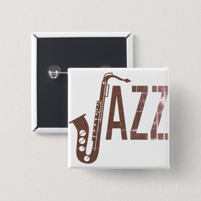 Jazz Typography Sax Button (Vorne & Hinten)
