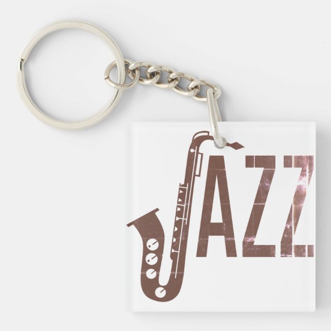 Jazz Typography Sax Schlüsselanhänger (Vorderseite)