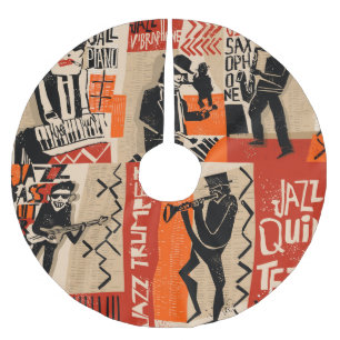 Jazzband Cooles Vintage-Poster Polyester Weihnachtsbaumdecke