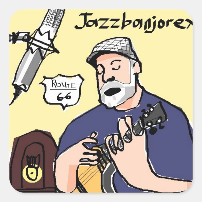 Jazzbanjorex-Sticker Quadratischer Aufkleber (Vorderseite)