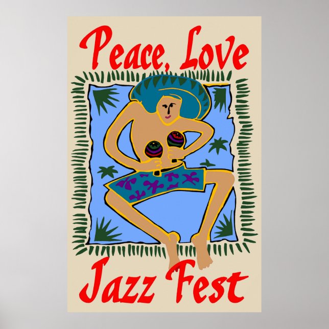 Jazzfest, Peace Liebe, Rasta Man Poster (Vorne)