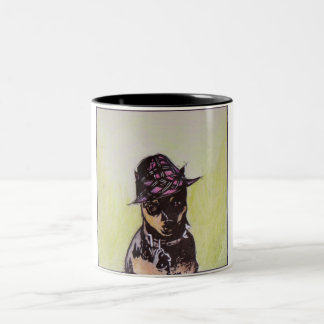 Jazzie Frannie die Miniaturpinscher-Tasse Zweifarbige Tasse