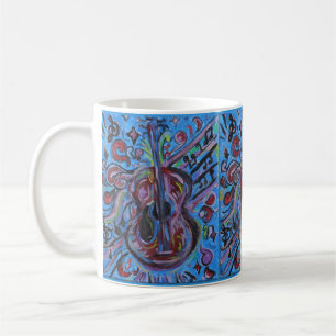Jazzige und Coole Abstrakte Gitarre Kaffeetasse