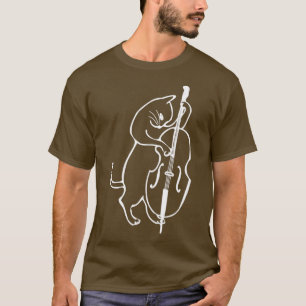 Jazzkatze spielt aufrecht stehenden Kontrabass T-Shirt