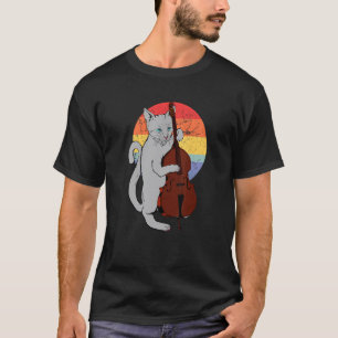 Jazzkatze spielt Upright-Bass Klassischer Cooler T-Shirt