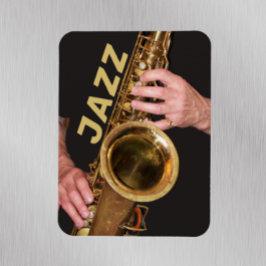 Jazzman Playing Gold Saxophon Magnet