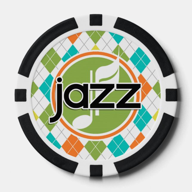 Jazzmusik; farbenfrohe Raute Pokerchips (Vorderseite)
