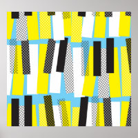 Jazzmusik, gelb-blaues geometrisches Muster.