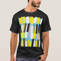 Jazzmusik, gelb-blaues geometrisches Muster.