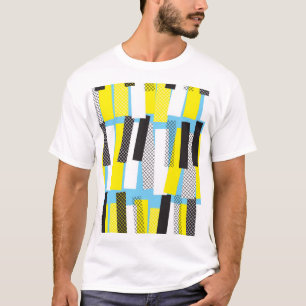 Jazzmusik, gelb-blaues geometrisches Muster. T-Shirt
