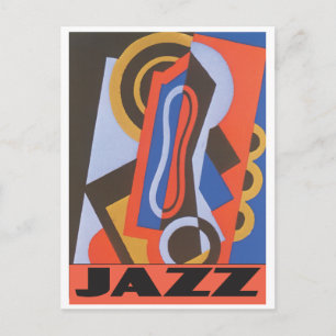 Jazzmusik mit Art Deco-Muster Postkarte