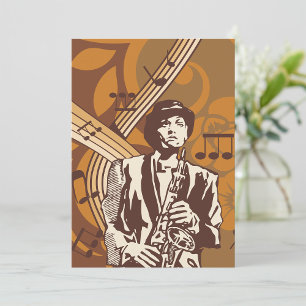 Jazzmusiker mit Saxophon Einladung