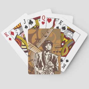 Jazzmusiker mit Saxophon Spielkarten