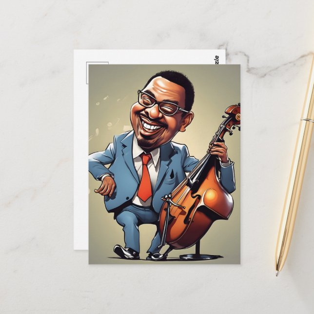 Jazzmusiker Postkarte (Vorderseite/Rückseite Beispiel)