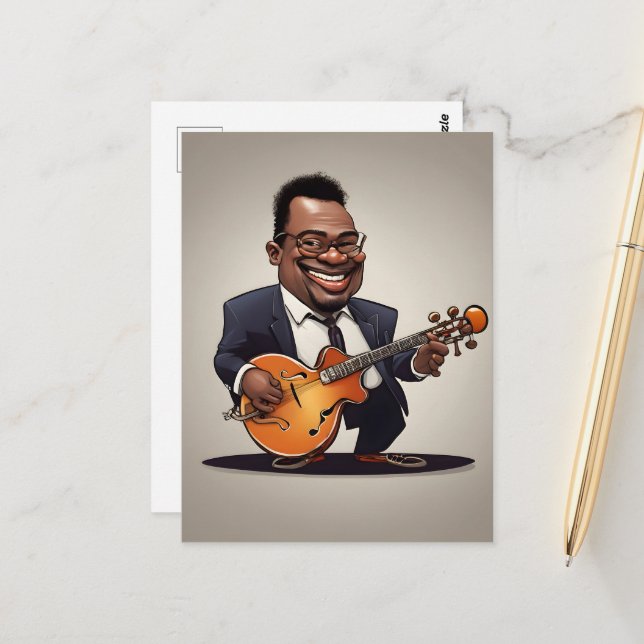 Jazzmusiker Postkarte (Vorderseite/Rückseite Beispiel)
