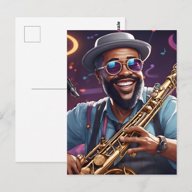 Jazzmusiker Postkarte (Vorne/Hinten)