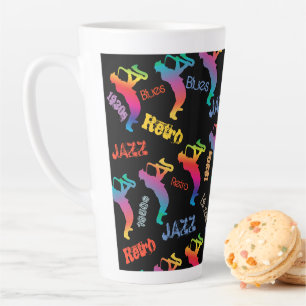 Jazzmusiker Retro Music POP ART Rainbow Milchtasse