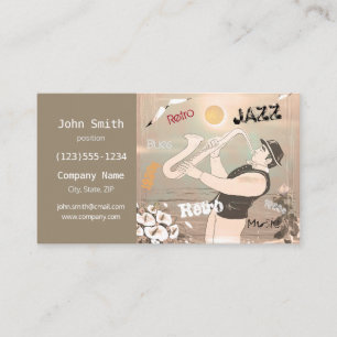 Jazzmusiker Retro-Musik Blues-Party Vintage Visitenkarte