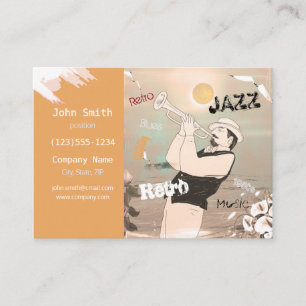Jazzmusiker Retro-Musik Blues-Party Vintage Visitenkarte