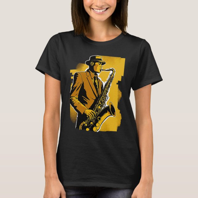 Jazzmusiker Saxophonspieler der Deco-Ära der 1920e T-Shirt (Vorderseite)