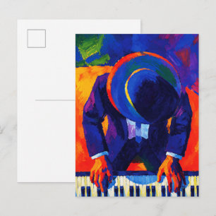 Jazzpianist Abstrakte Kunst Farbige Malerei Postkarte