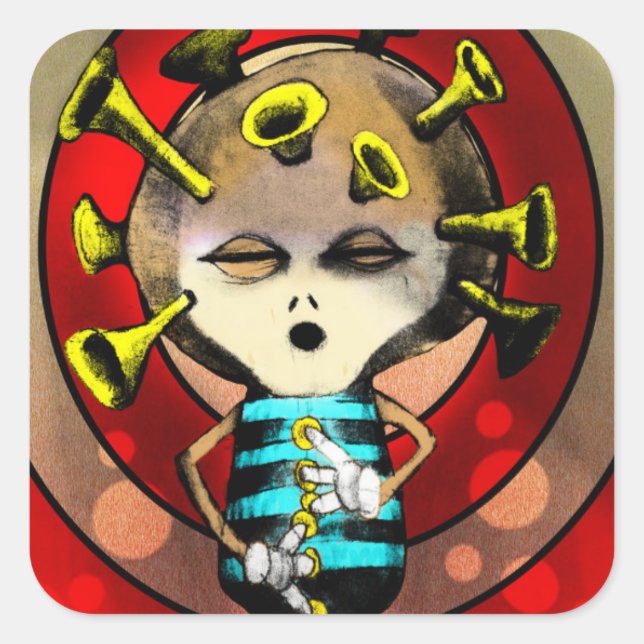 Jazzplayer 2012 quadratischer aufkleber (Vorderseite)