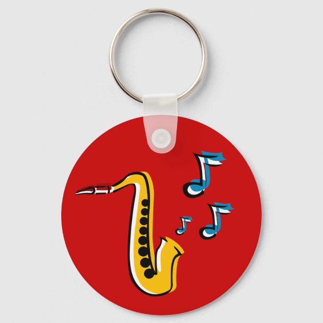 Jazzsaxophon mit Noten Schlüsselkette Schlüsselanhänger (Vorderseite)
