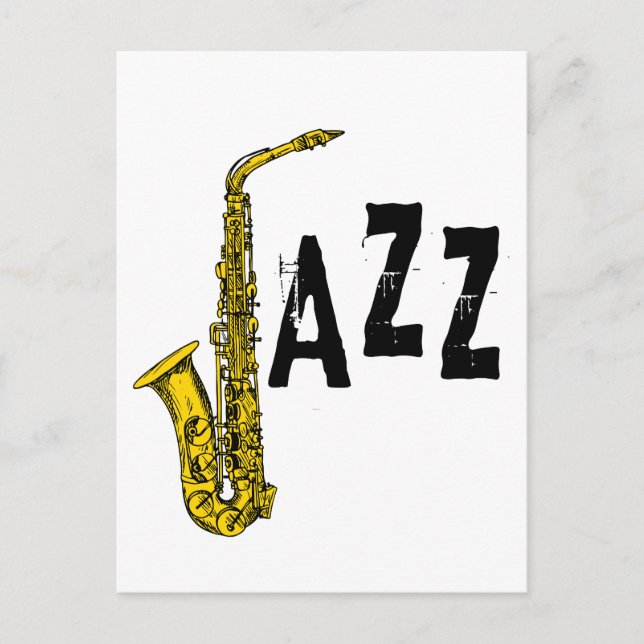Jazzsymbol mit Saxophon Postkarte (Vorderseite)